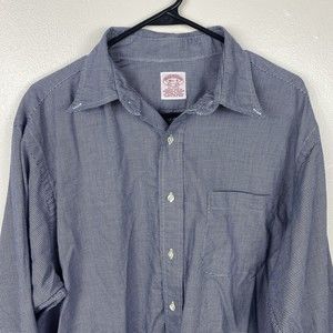 Brooks Brothers Blue Check Shirt Men’s Adult Large 16.5-3 Long Sleeve Casual